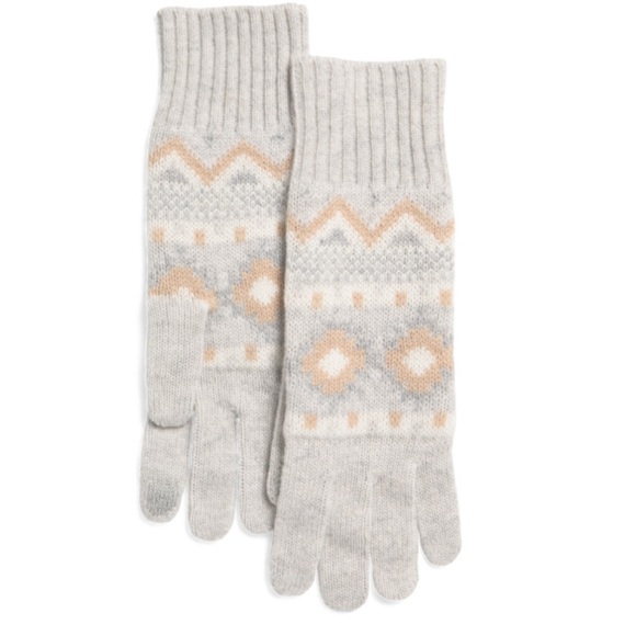 Hannah Rose Accessories - HANNAH ROSE Tan Ivory Caramel Vapor Fair Isle Merino Wool Smartphone Gloves